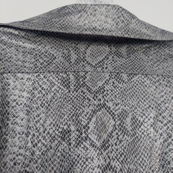 FU DA Women's Silver Gray Jacket Medium Snake Skin Full Zip Vegan Leather - Picture 8 of 11